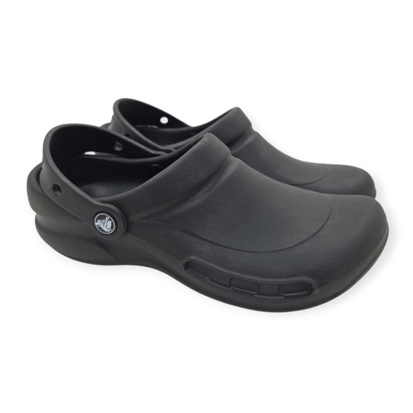 Crocs Black Bistro Slip Resistant Clogs Work Shoes Women's Size 7 Men's Size 5 - Picture 1 of 12